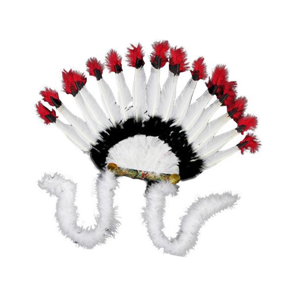 フェザー頭飾りアメリカンチーフインディアン帽子ヘッドアクセサリーヘアバンド帽子ヘッドバンドマルディグ...