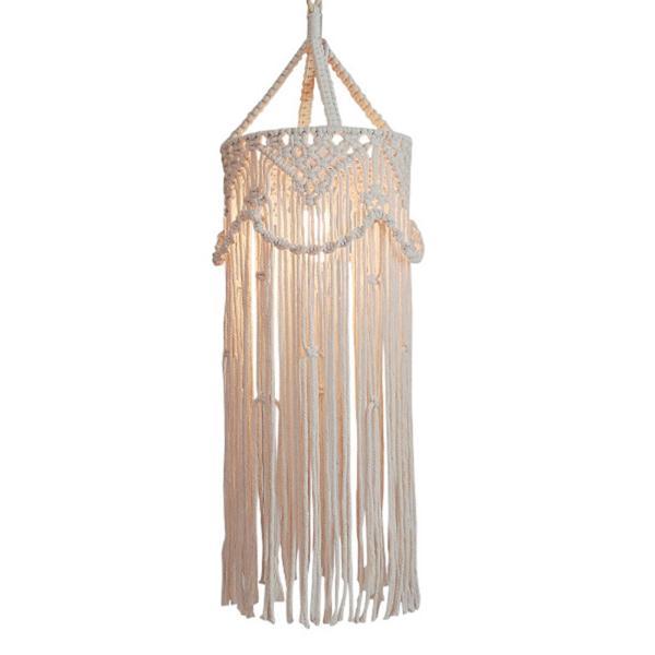 マクラメランプシェード、ペンダントライトシェード交換用、ボヘミアン手織りランプシェード、寝室寮リビン...