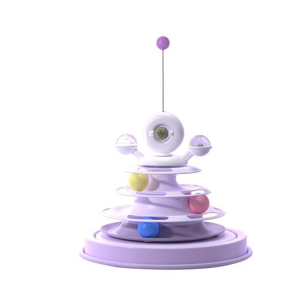 猫おもちゃ ローラーパズル おもちゃ エクササイザーゲーム カラフルなボール付き IQトレーニング ...