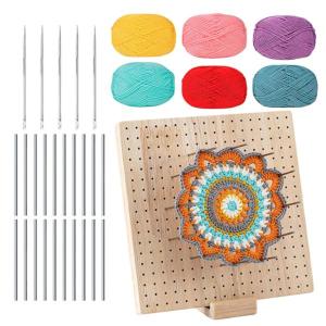 木製ペグボード 編み物とかぎ針編み用ブロッキングボード 耐久性のある滑らかなかぎ針編みブロッキングボード 編み物用 かぎ針編みギフト DIY｜stk-shop