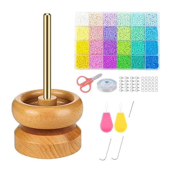 木製ビーズスピナーセットビーズストリンガー、ファインディングネックレスブレスレットアクセサリー、ジュ...