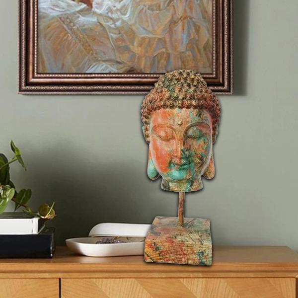 タイの仏頭像 仏像 樹脂工芸品 収集価値のある瞑想仏置物 仏像彫刻 デスクトップ用 家庭用 屋内 屋...