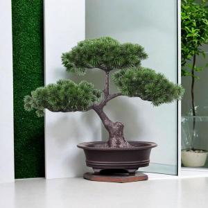 人工観葉植物 造花 松の盆栽 全高85cm 高級那智黒石付き 光触媒を