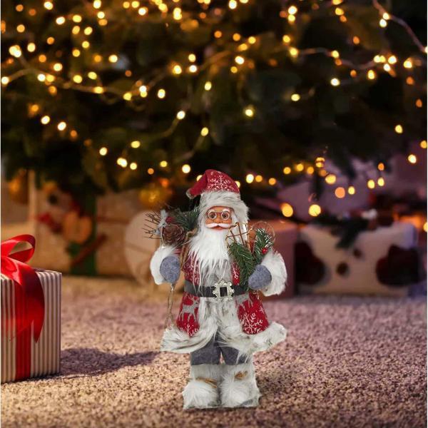 サンタクロースの置物、卓上クリスマス装飾装飾品、感謝祭用の装飾的なサンタ人形立ちサンタクロースフィギ...