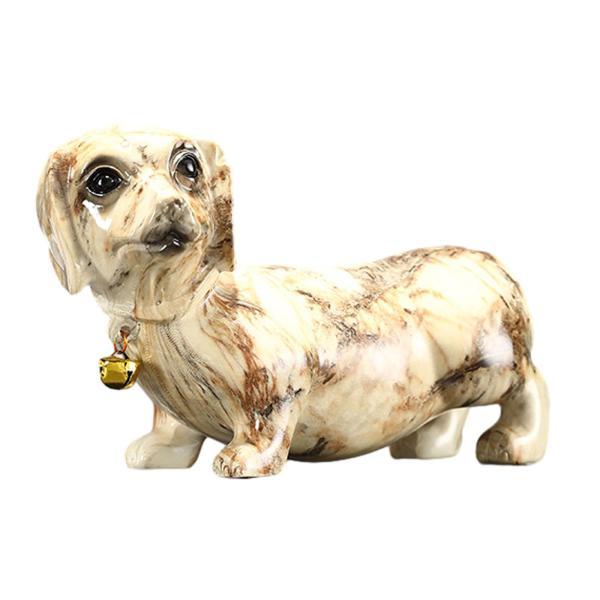 樹脂犬の置物彫刻ミニチュア犬の像ベル付き装飾ダックスフントミニチュア置物ナイトスタンドキャビネット用