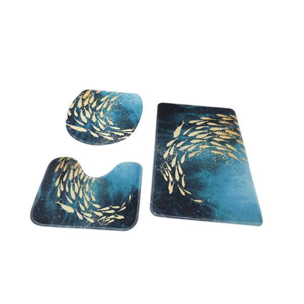 バスルームラグセット U字型トイレマットカーペット 洗濯機洗い可能 ソフトノンスリップバスマット 浴...