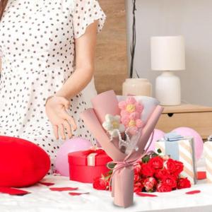 手作りニットブーケかぎ針編みの花ブーケニット花...の詳細画像1