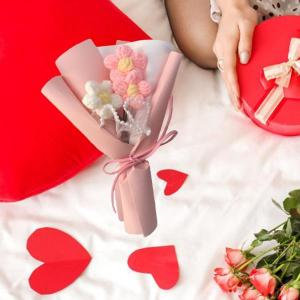 手作りニットブーケかぎ針編みの花ブーケニット花...の詳細画像2