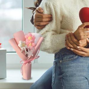 手作りニットブーケかぎ針編みの花ブーケニット花...の詳細画像3