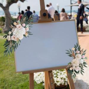 2 個の造花の盗品結婚式のアーチの花緑の葉素朴...の詳細画像1