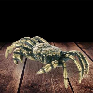 真鍮のカニの置物妖精の庭の芸術的な卓上彫刻動物の置物B : STK