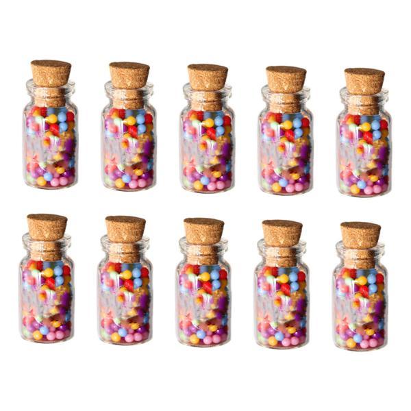 1:12 スケール ドールハウス ミニ ガラス瓶 キャンディー付き 小さな瓶 DIY 10個