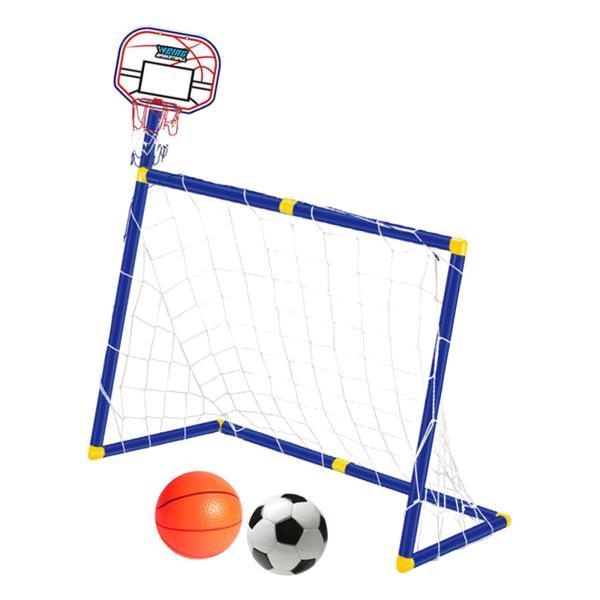 バスケットボールフープ サッカーゴール付き 2 イン 1 おもちゃ ポータブル 組み立て簡単 フット...
