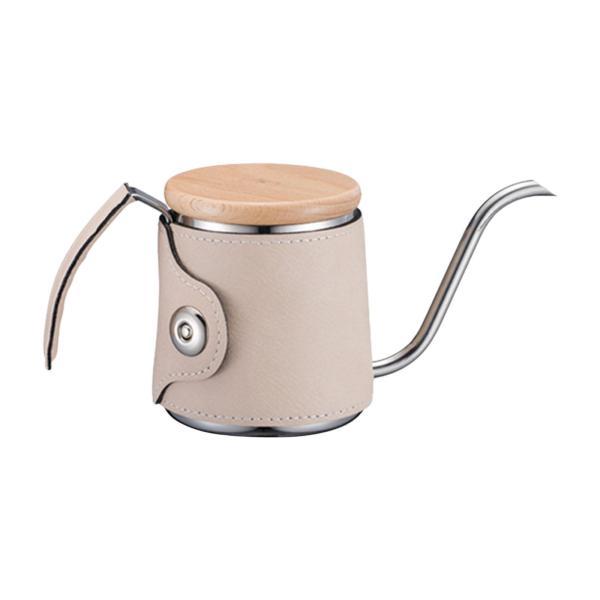 注ぎ口付きコーヒーケトル、PUレザーカバー付きドリップコーヒーケトル、細型ドリップケトル、カフェ用キ...