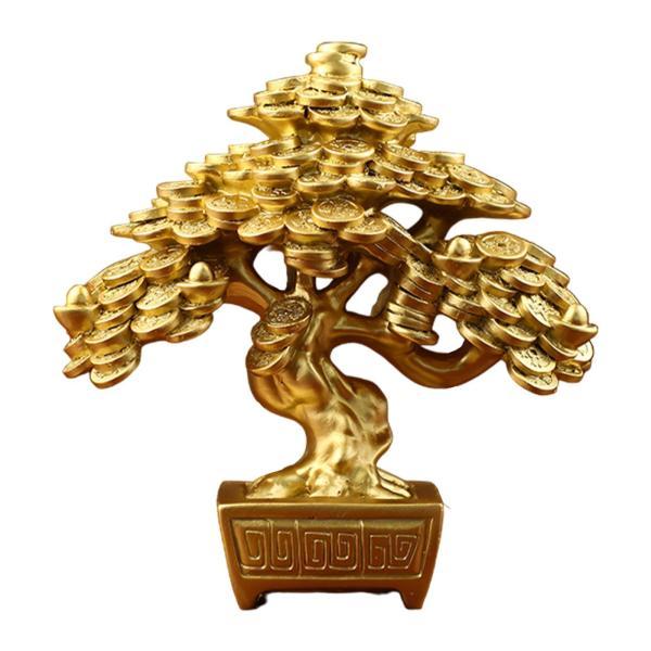 中国金のなる木 卓上装飾 樹脂製置物 手作り装飾 6.8x3.5x7.6インチ 新築祝いギフト 多目...