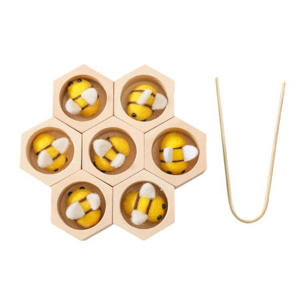 木製蜂の巣おもちゃ、蜂を蜂の巣にクランプで固定するマッチングゲーム、細かい運動能力を養うおもちゃ、男...