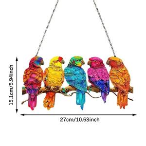 鳥の窓吊り飾り ワイヤー上の多色の鳥 素敵な多...の詳細画像5