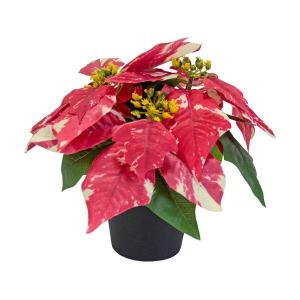 クリスマス 人工ポインセチア 鉢植え フェイクフラワー リアルなクリスマス 人工花 ポーチ ホリデー用 クリスマス デコレーション