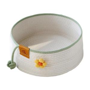 猫のベッドコットンロープスリーピングバスケット家具保護屋内猫のための丸い丸い幼い子猫の巣をきれいに掃除しやすい小さなペット