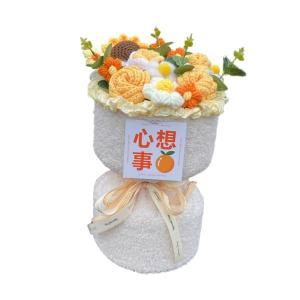 ひまわり編み花かぎ針編み花花束母の日の贈り物編み花の誕生日感謝祭の日