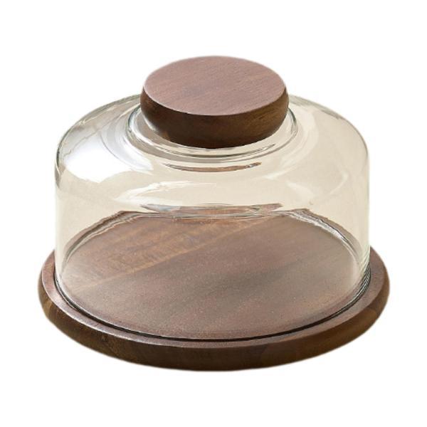 ケーキスタンド ドーム蓋付き ディスプレイスタンド コンテナ 多機能 装飾 デコレーション 木製 ケ...