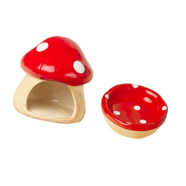 セラミックハムスターハウス、フードボウル付き、巣、漫画小動物の隠れ家、洞窟、キノコ型、ハリネズミ、ネ...