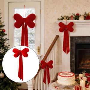 赤いリボンの吊り下げ装飾、クリスマスツリーの飾...の詳細画像2