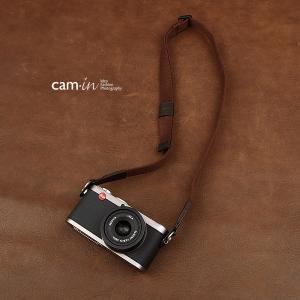 カメラストラップ コットン コーヒー 無地  cam-in カムイン CAM1442 丸穴型