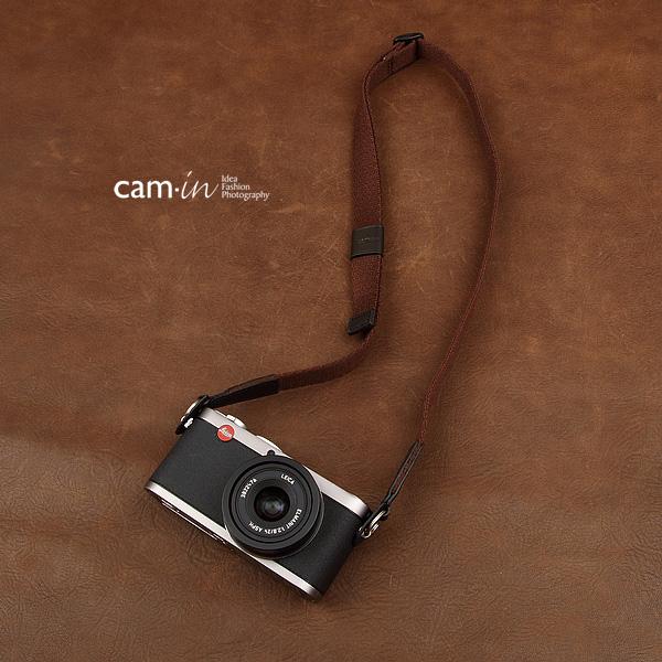 カメラストラップ コットン コーヒー 無地  cam-in カムイン CAM1442 丸穴型