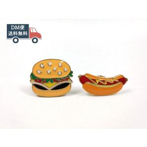 ハンバーガー＋ホットドッグ かわいいピンバッジ 2個セット おしゃれピンズ DM便送料無料｜stl-ys