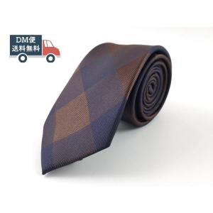 ナロータイ 細ネクタイ 大柄ギンガムチェック ブラウン