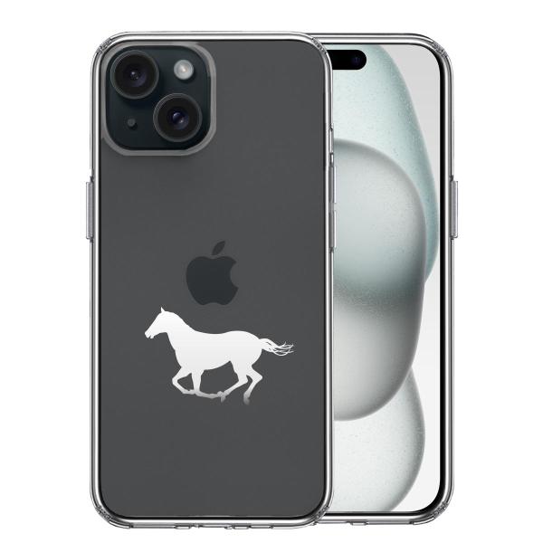 iPhone 15 Plus 側面ソフト 背面ハード ハイブリッド クリア ケース 馬 サラブレット...