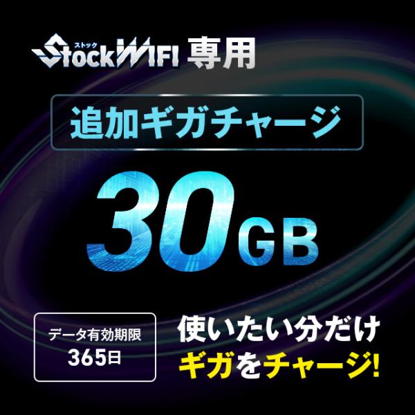 【30GB】 容量チャージ（ストック WIFI 専用）