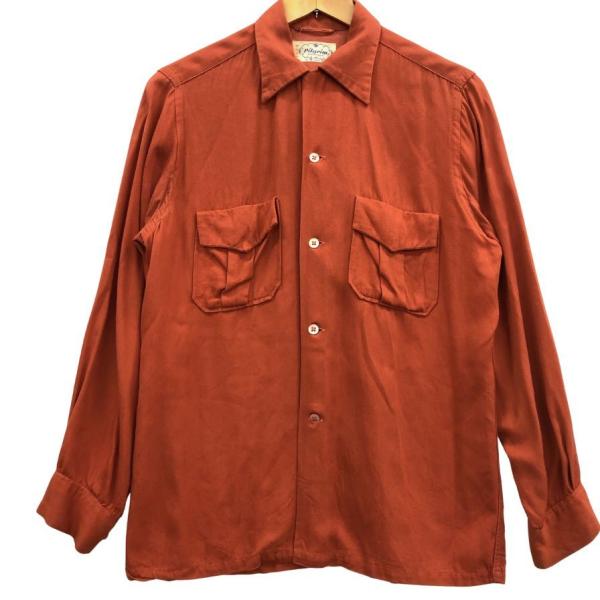 中古◆ピルグリム 50-60S ロングスリーブシャツ ブラウン系 メンズ サイズ14.5 Pilgr...