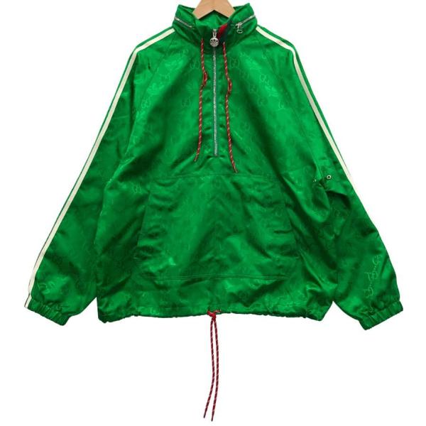 極美品◆グッチ × アディダス ジャケット 22SS マクロGG 696651 ハーフジップ グリー...