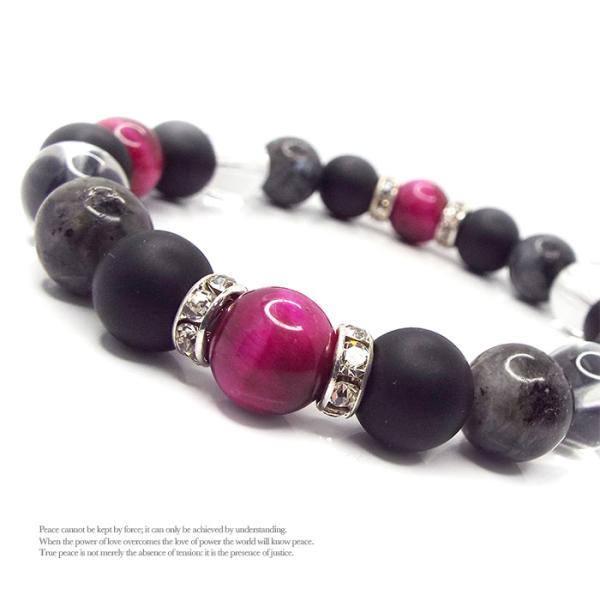 天然石 パワーストーン ブレスレット メンズ アクセサリー 最強邪気払い ピンクタイガーアイ オニキ...