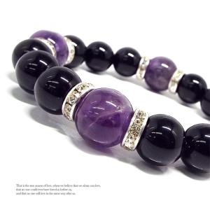 大迫力 大玉 天然石 パワーストーンブレスレット ヘマタイト オニキス