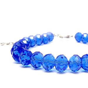 天然石ビーズブレスレット ガラスビーズ ブレスレット サファイア 約6×4mm クリスタルガラス