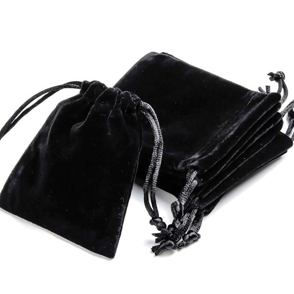 最安値 ベロア袋 約12×10cm 1枚 アクセサリー 小物入れ ブラック 巾着袋 ミニポーチ 天然...