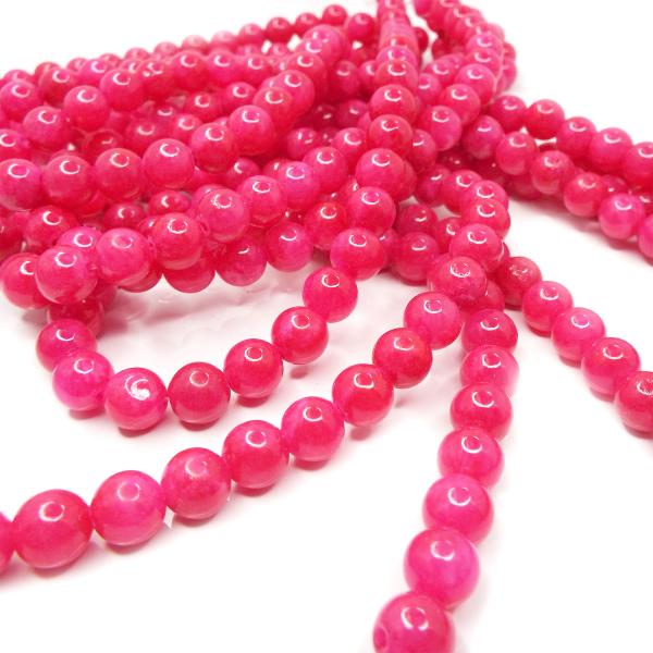 天然石 ビーズ マゼンタピンクジェイド 連売り 約8mm パワーストーン ハンドメイド 一連 アクセ...
