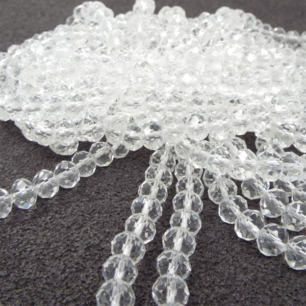 ガラスビーズ 連売り 透明 クリア ボタンカット 約8×6mm 約65粒 クリスタルガラス 天然石 ...