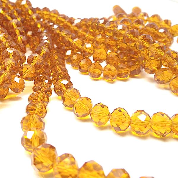 ガラスビーズ 連売り シトリン ボタンカット 約8×6mm 約65粒 クリスタルガラス 天然石 パワ...