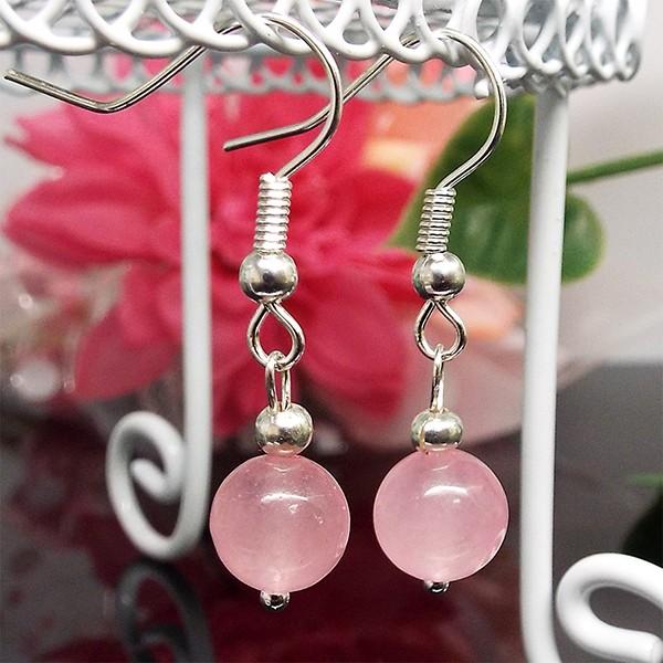 天然石 パワーストーン ピアス ピンクジェイド 約10mm アクセサリー ハンドメイド