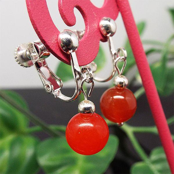 天然石 イヤリング カーネリアン 赤瑪瑙 約4mm パワーストーン アクセサリー