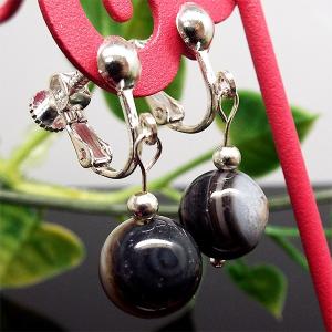 10%OFF SALE 天然石 イヤリング 黒縞瑪瑙 ブラックアゲート 約6mm パワーストーン アクセサリー｜stone-kitchen