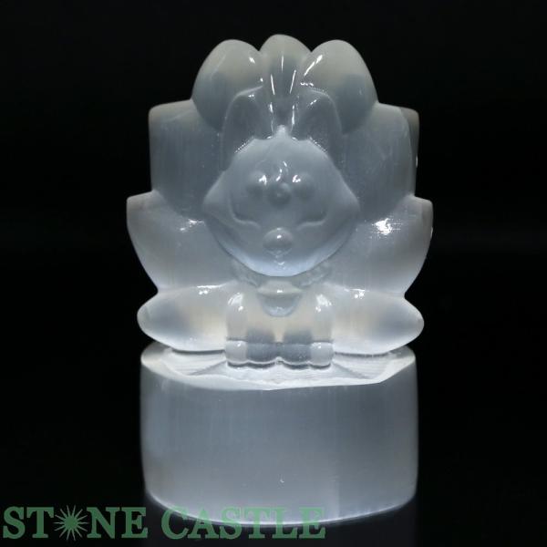 石流通センター 高品質 天然石 彫刻置物 セレナイト 九尾のキツネ パワーストーン