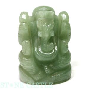 石流通センター 一点物 天然石 彫刻置物 ガネーシャ フローライト No