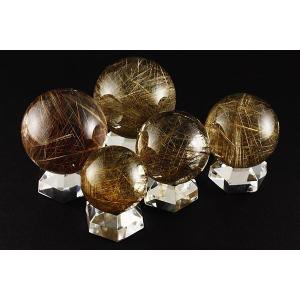 ゴールドルチル入り水晶丸玉19.5ミリ クォーツ CR53 : ギャラリー