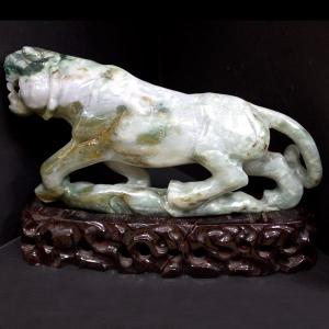 石流通センター 置物 翡翠 高級一点物 彫刻置物 本翡翠 (台付き) No.14