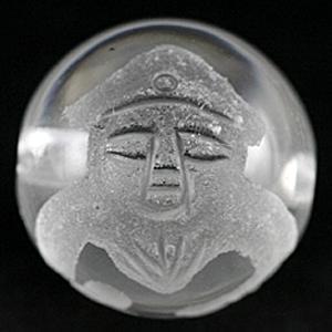 石流通センター 彫刻ビーズ 水晶 12mm (金彫り) 七福神「弁財天